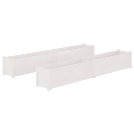 vidaXL Pflanzkübel 2 Stk. Weiß 200x31x31 cm Massivholz Kiefer