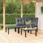 4-tlg. Garten-Lounge-Set Schwarz und Grau Poly Rattan 4-tlg. Garten-Lounge-Set Schwarz und Grau Poly Rattan