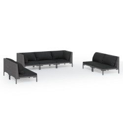 vidaXL 7-tlg. Garten-Lounge-Set mit Kissen Poly Rattan Dunkelgrau