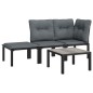 4-tlg. Garten-Lounge-Set Schwarz und Grau Poly Rattan 4-tlg. Garten-Lounge-Set Schwarz und Grau Poly Rattan