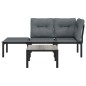 4-tlg. Garten-Lounge-Set Schwarz und Grau Poly Rattan 4-tlg. Garten-Lounge-Set Schwarz und Grau Poly Rattan
