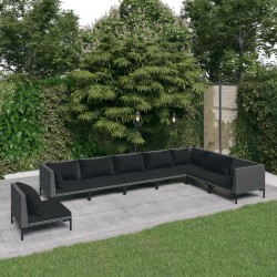 vidaXL 8-tlg. Garten-Lounge-Set mit Auflagen Poly Rattan Dunkelgrau
