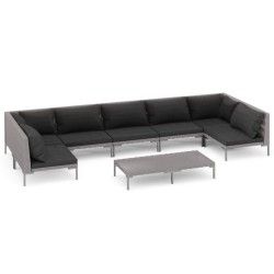 vidaXL 8-tlg. Garten-Lounge-Set mit Auflagen Poly Rattan Dunkelgrau