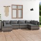 vidaXL 6-tlg. Garten-Lounge-Set mit Kissen Poly Rattan Grau vidaXL 6-tlg. Garten-Lounge-Set mit Kissen Poly Rattan Grau