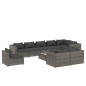 vidaXL 10-tlg. Garten-Lounge-Set mit Kissen Poly Rattan Grau vidaXL 10-tlg. Garten-Lounge-Set mit Kissen Poly Rattan Grau