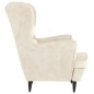 vidaXL Ohrensessel mit Hocker Creme Samt vidaXL Ohrensessel mit Hocker Creme Samt