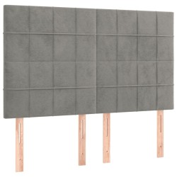 vidaXL Kopfteile 4 Stk. Hellgrau 72x5x78/88 cm Samt
