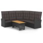 2-tlg. Garten-Lounge-Set mit Kissen Schwarz Poly Rattan 2-tlg. Garten-Lounge-Set mit Kissen Schwarz Poly Rattan