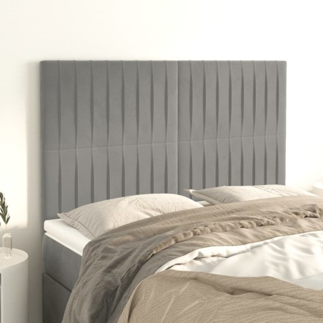 vidaXL Kopfteile 4 Stk. Hellgrau 72x5x78/88 cm Samt