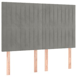 vidaXL Kopfteile 4 Stk. Hellgrau 72x5x78/88 cm Samt