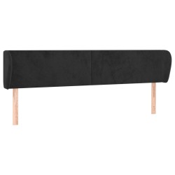 vidaXL Kopfteil mit Ohren Schwarz 163x23x78/88 cm Samt