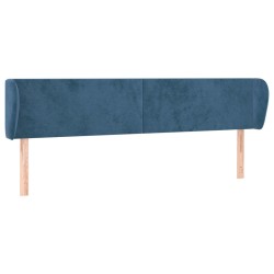 vidaXL Kopfteil mit Ohren Dunkelblau 203x23x78/88 cm Samt