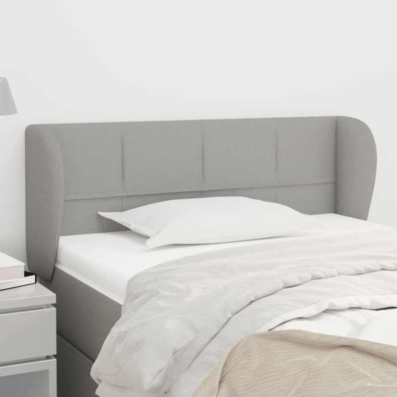 vidaXL Kopfteil mit Ohren Hellgrau 83x23x78/88 cm Stoff vidaXL Kopfteil mit Ohren Hellgrau 83x23x78/88 cm Stoff