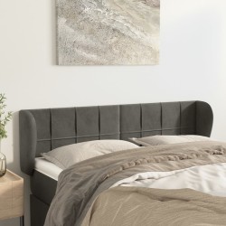 vidaXL Kopfteil mit Ohren Dunkelgrau 147x23x78/88 cm Samt