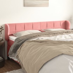 vidaXL Kopfteil mit Ohren Rosa 203x23x78/88 cm Samt