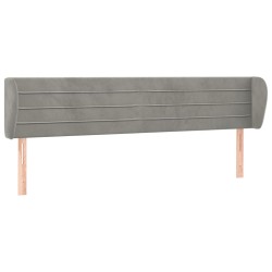 vidaXL Kopfteil mit Ohren Hellgrau 203x23x78/88 cm Samt