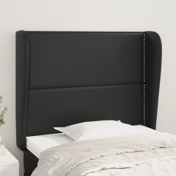 vidaXL Kopfteil mit Ohren Schwarz 93x23x118/128 cm Kunstleder