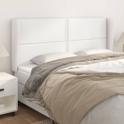 vidaXL Kopfteil mit Ohren Weiß 163x23x118/128 cm Kunstleder