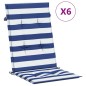 vidaXL Hochlehner-Auflagen 6 Stk. Blau & Weiß Gestreift Stoff vidaXL Hochlehner-Auflagen 6 Stk. Blau & Weiß Gestreift Stoff