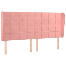 vidaXL Kopfteil mit Ohren Rosa 163x23x118/128 cm Samt
