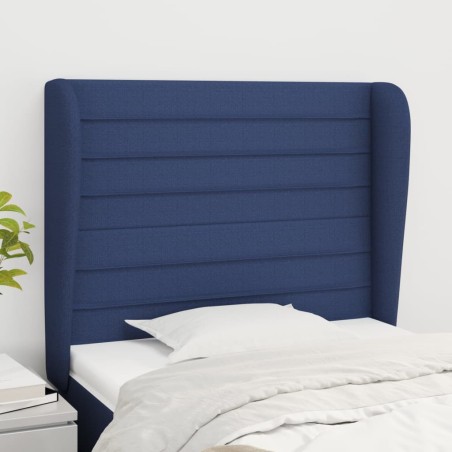 vidaXL Kopfteil mit Ohren Blau 83x23x118/128 cm Stoff