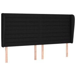 vidaXL Kopfteil mit Ohren Schwarz 163x23x118/128 cm Stoff