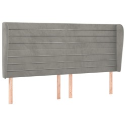 vidaXL Kopfteil mit Ohren Hellgrau 163x23x118/128 cm Samt