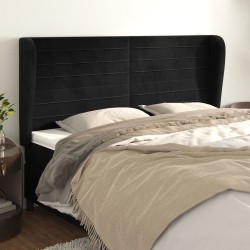 vidaXL Kopfteil mit Ohren Schwarz 163x23x118/128 cm Samt