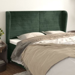 vidaXL Kopfteil mit Ohren Dunkelgrün 183x23x118/128 cm Samt