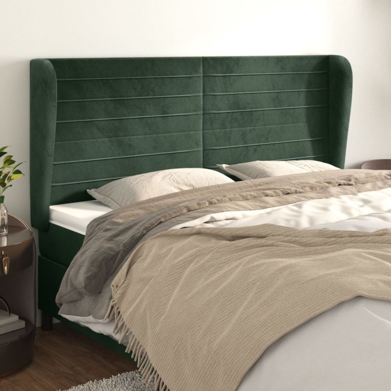 vidaXL Kopfteil mit Ohren Dunkelgrün 183x23x118/128 cm Samt vidaXL Kopfteil mit Ohren Dunkelgrün 183x23x118/128 cm Samt