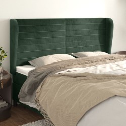 vidaXL Kopfteil mit Ohren Dunkelgrün 203x23x118/128 cm Samt