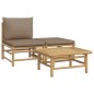 3-tlg. Garten-Lounge-Set mit Taupe Kissen Bambus 3-tlg. Garten-Lounge-Set mit Taupe Kissen Bambus