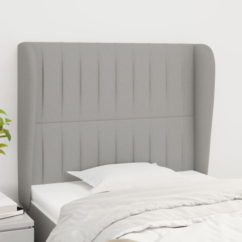 vidaXL Kopfteil mit Ohren Hellgrau 103x23x118/128 cm Stoff