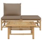 3-tlg. Garten-Lounge-Set mit Taupe Kissen Bambus 3-tlg. Garten-Lounge-Set mit Taupe Kissen Bambus