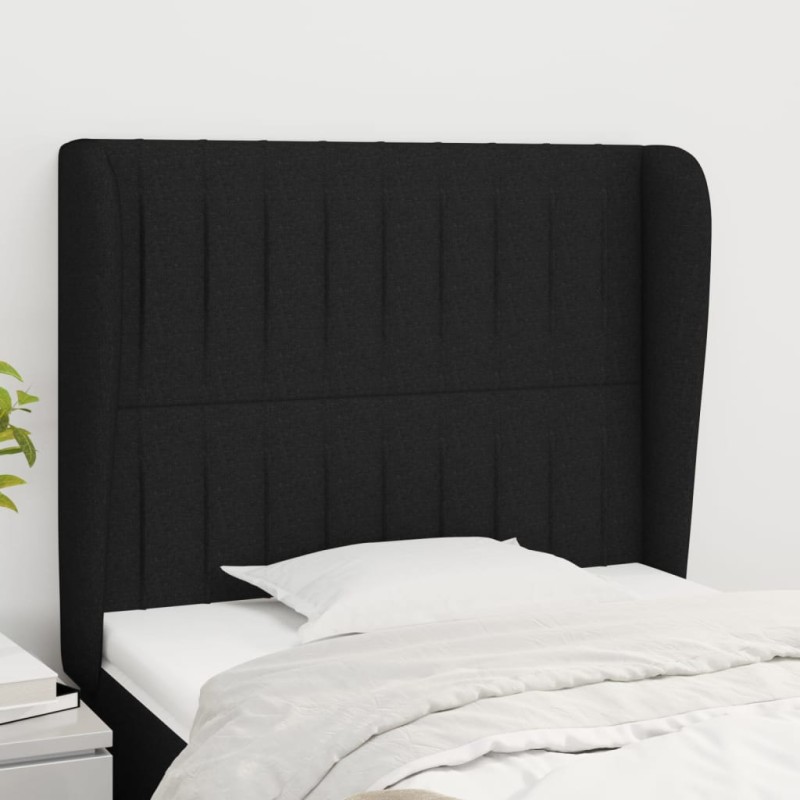 vidaXL Kopfteil mit Ohren Schwarz 103x23x118/128 cm Stoff vidaXL Kopfteil mit Ohren Schwarz 103x23x118/128 cm Stoff