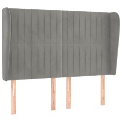 vidaXL Kopfteil mit Ohren Hellgrau 147x23x118/128 cm Samt