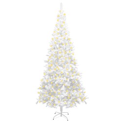 vidaXL Künstlicher Weihnachtsbaum mit Beleuchtung Größe L 240 cm Weiß