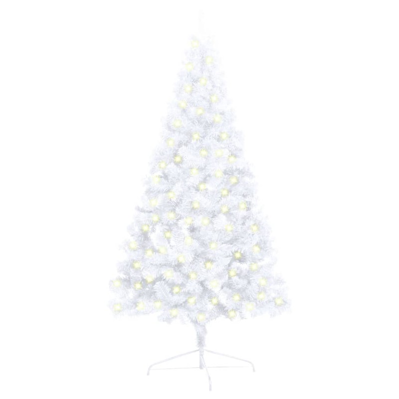 vidaXL Künstlicher Halb-Weihnachtsbaum Beleuchtung Ständer Weiß 120 cm vidaXL Künstlicher Halb-Weihnachtsbaum Beleuchtung Ständer Weiß 120 cm