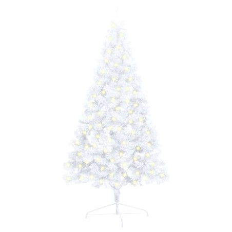 vidaXL Künstlicher Halb-Weihnachtsbaum Beleuchtung Ständer Weiß 120 cm