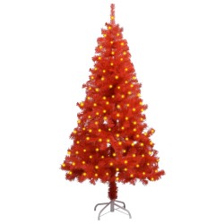 vidaXL Künstlicher Weihnachtsbaum mit Beleuchtung & Ständer Rot 150 cm