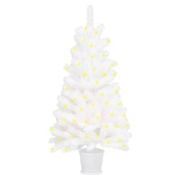 vidaXL Künstlicher Weihnachtsbaum mit Beleuchtung Weiß 90 cm