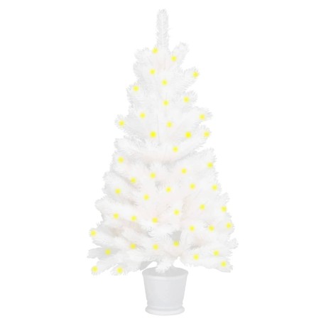 vidaXL Künstlicher Weihnachtsbaum mit Beleuchtung Weiß 90 cm