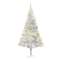 vidaXL Künstlicher Weihnachtsbaum Beleuchtung & Ständer Silber 180 cm