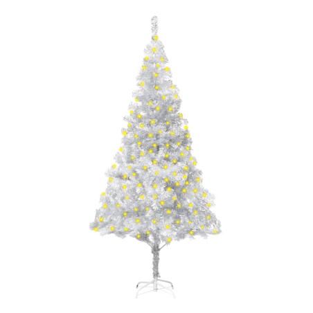 vidaXL Künstlicher Weihnachtsbaum Beleuchtung & Ständer Silber 180 cm