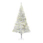 vidaXL Künstlicher Weihnachtsbaum Beleuchtung & Ständer Silber 180 cm vidaXL Künstlicher Weihnachtsbaum Beleuchtung & Ständer Silber 180 cm