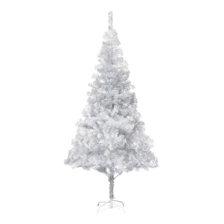 vidaXL Künstlicher Weihnachtsbaum Beleuchtung & Ständer Silber 180 cm