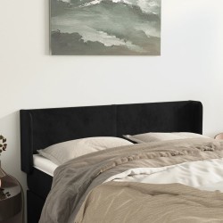 vidaXL Kopfteil mit Ohren Schwarz 147x16x78/88 cm Samt