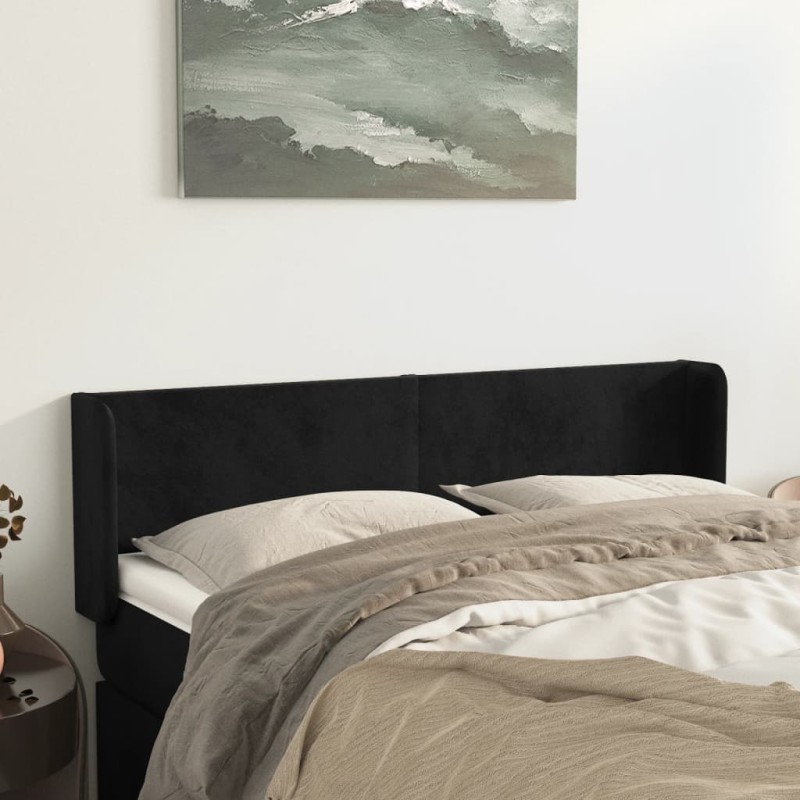 vidaXL Kopfteil mit Ohren Schwarz 147x16x78/88 cm Samt vidaXL Kopfteil mit Ohren Schwarz 147x16x78/88 cm Samt