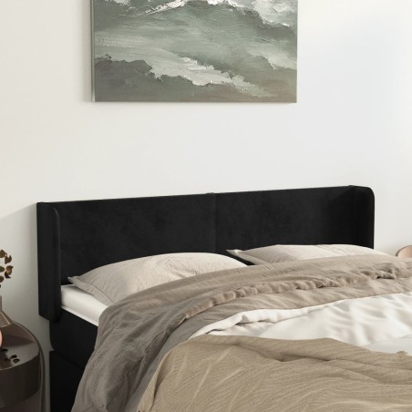 vidaXL Kopfteil mit Ohren Schwarz 147x16x78/88 cm Samt