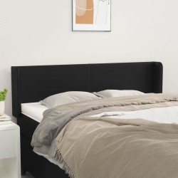 vidaXL Kopfteil mit Ohren Schwarz 147x16x78/88 cm Kunstleder